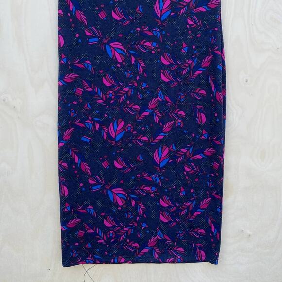 LuLaRoe Women's Dress Julia Bodycon Fuschia Teal Feather Print Size XXSmall EUC - Picture 6 of 12